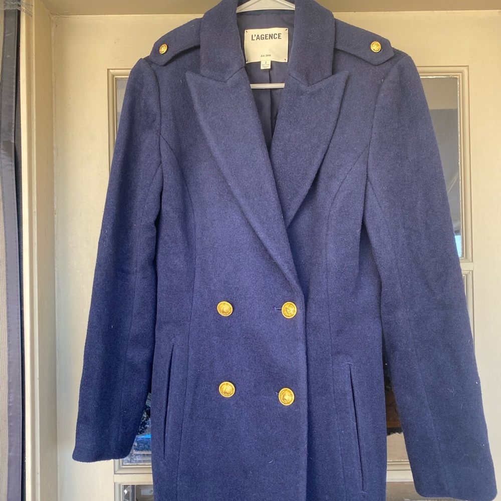 L’Agence Blue Wool Pea Coat